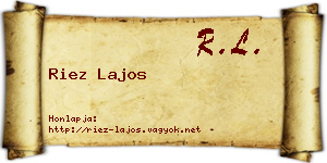 Riez Lajos névjegykártya